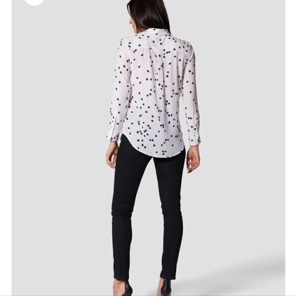 EQUIPMENT Slim Signature Star Silk Shirt White Top Small - Picture 4 of 15